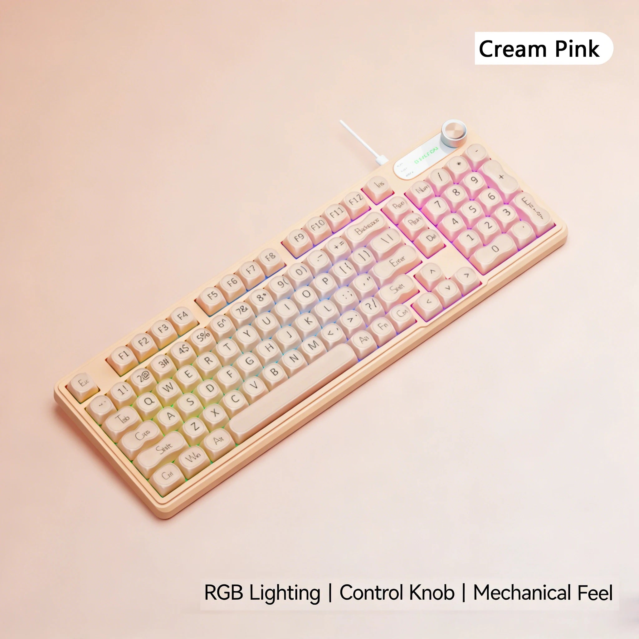 EWEADN V102 Wired Keyboard 98 Keys Creamy Gaming Keyboard RGB Silent Wired Cute Mechanical Computer Keyboard for Laptop PC Gamer